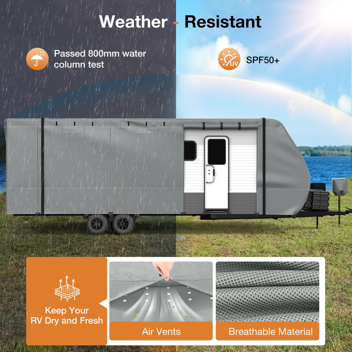 30-33FT Water-Resistant Travel Trailer RV Cover S3723