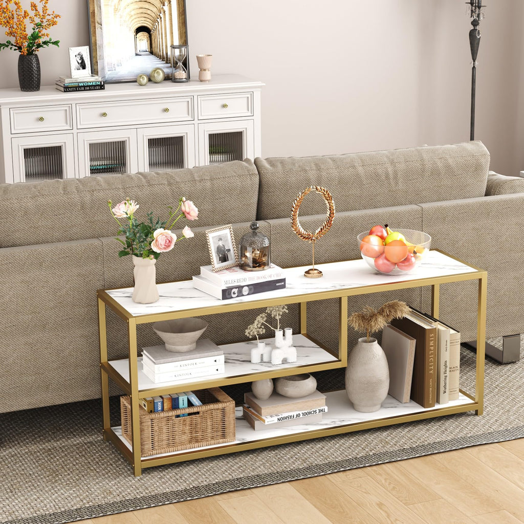 TV Stand for TVs up to 55 Inch, 3 Tier Media Console with Open Storage Shelves Y434