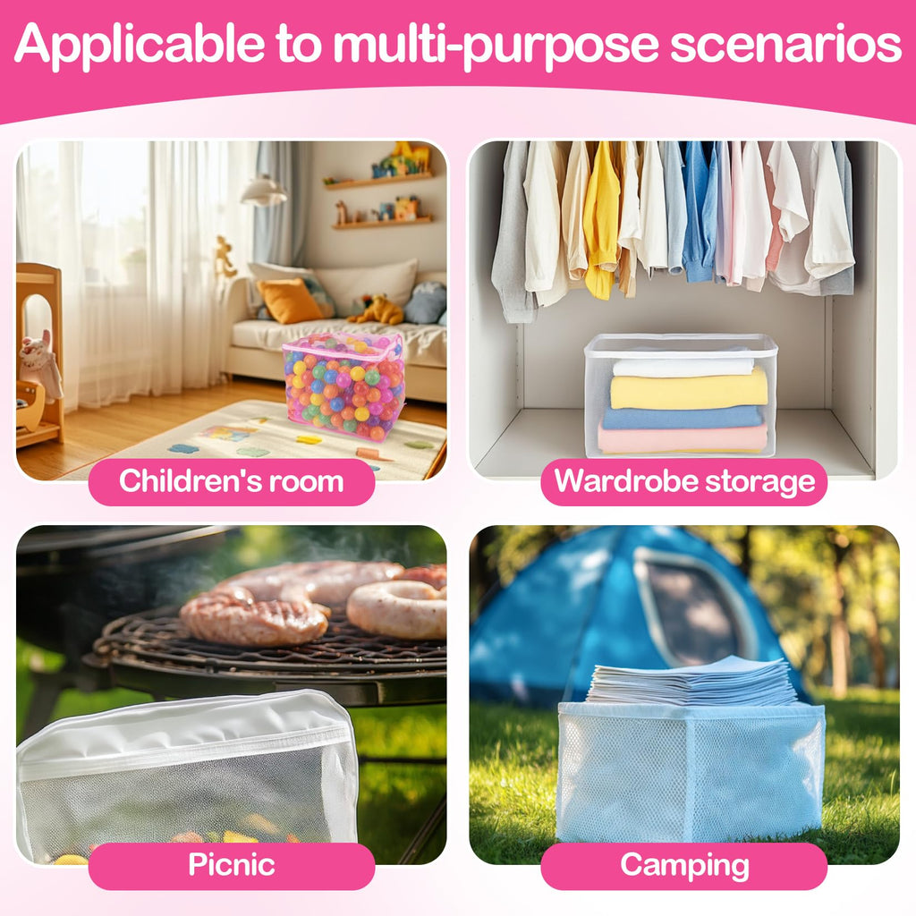 2 PCS Mesh Storage Bags with Zipper J79872