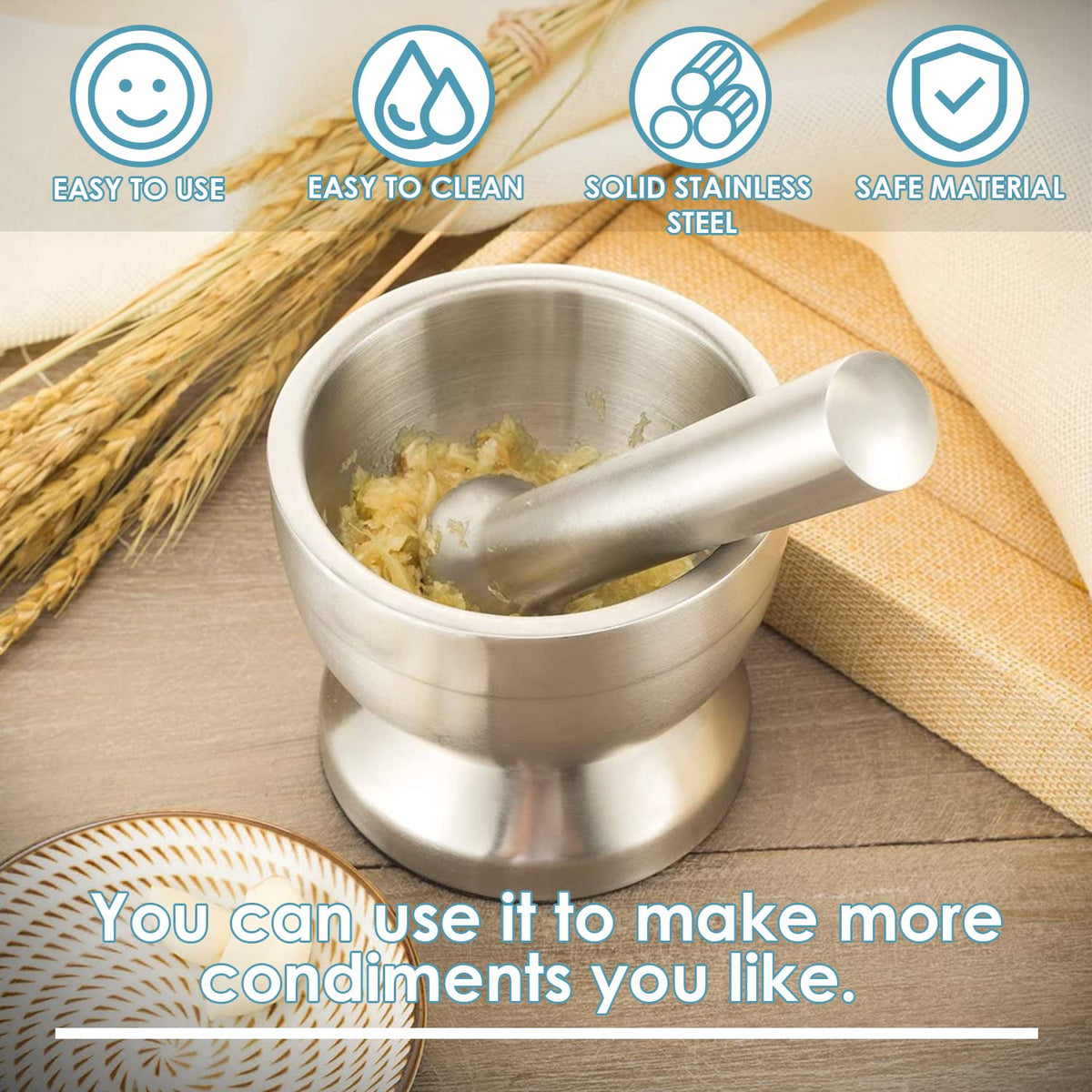 Stainless Steel Mortar and Pestle Set A4073
