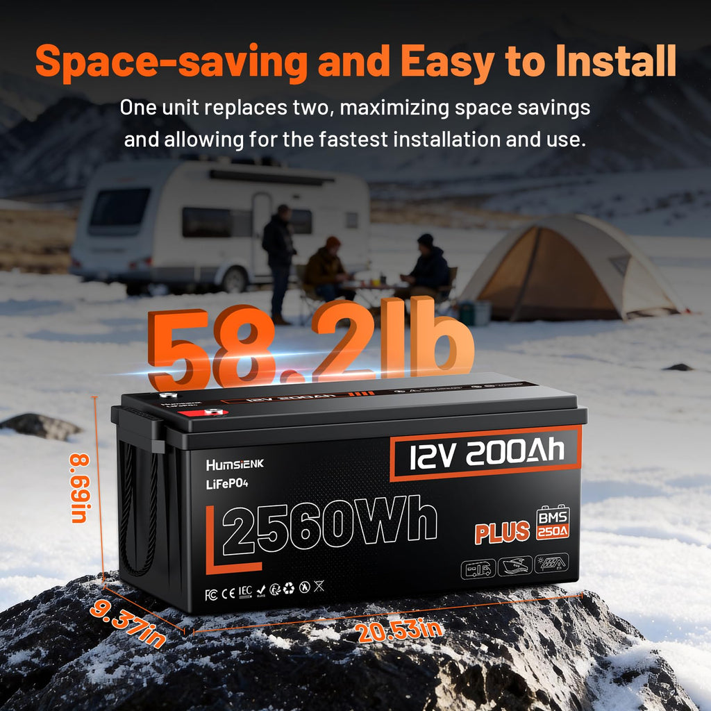 2 Pack 12V 200Ah LiFePO4 Lithium Battery 250A BMS T70383