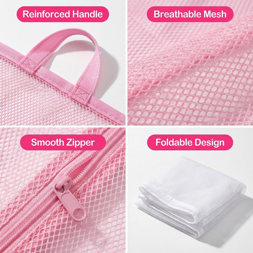 2 PCS Mesh Storage Bags with Zipper J79872