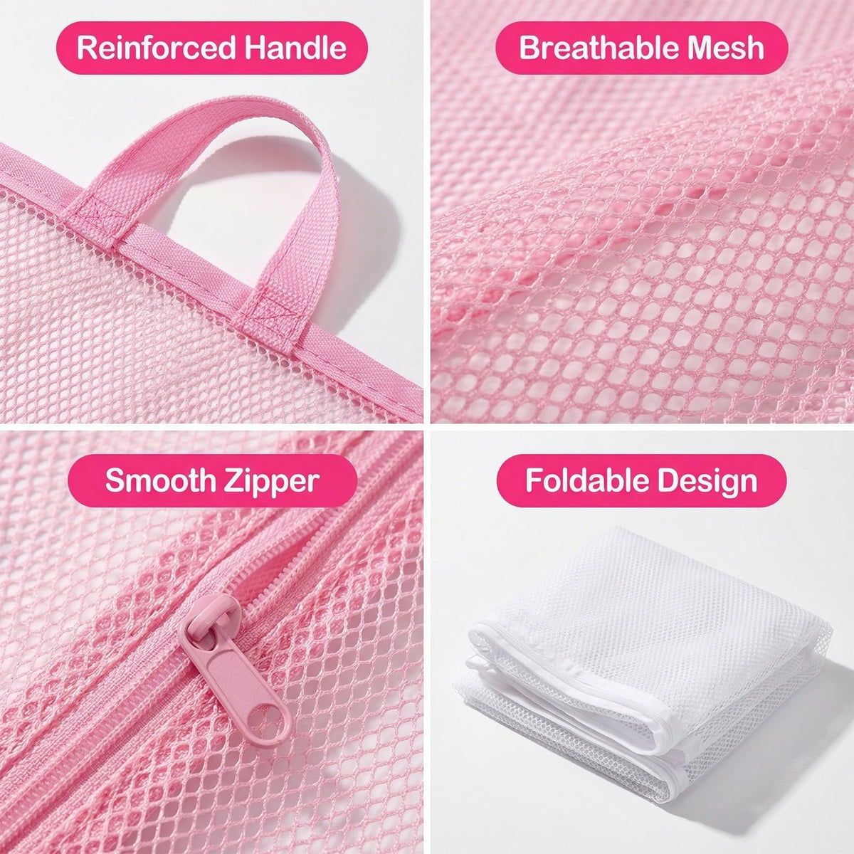 2 PCS Mesh Storage Bags with Zipper J79872
