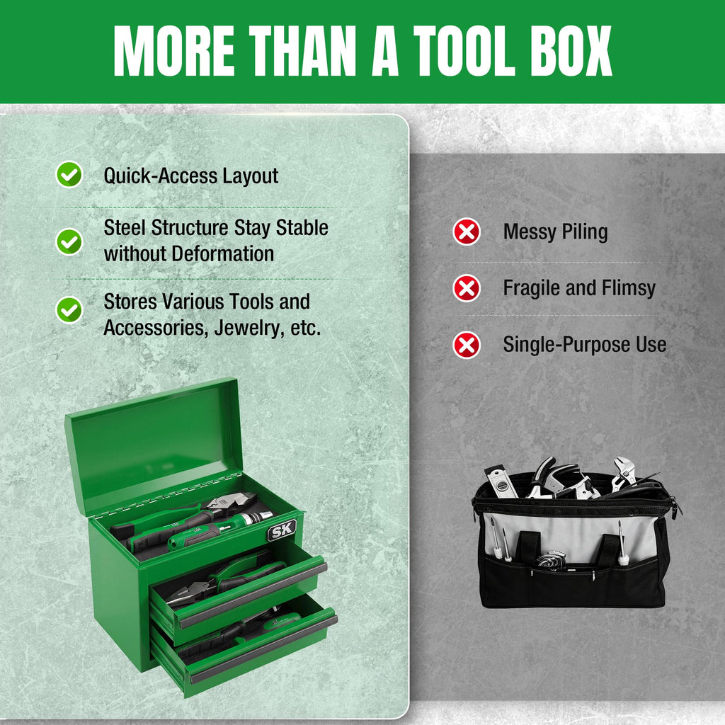 Mini Metal Tool Box with 2 Drawers K6349