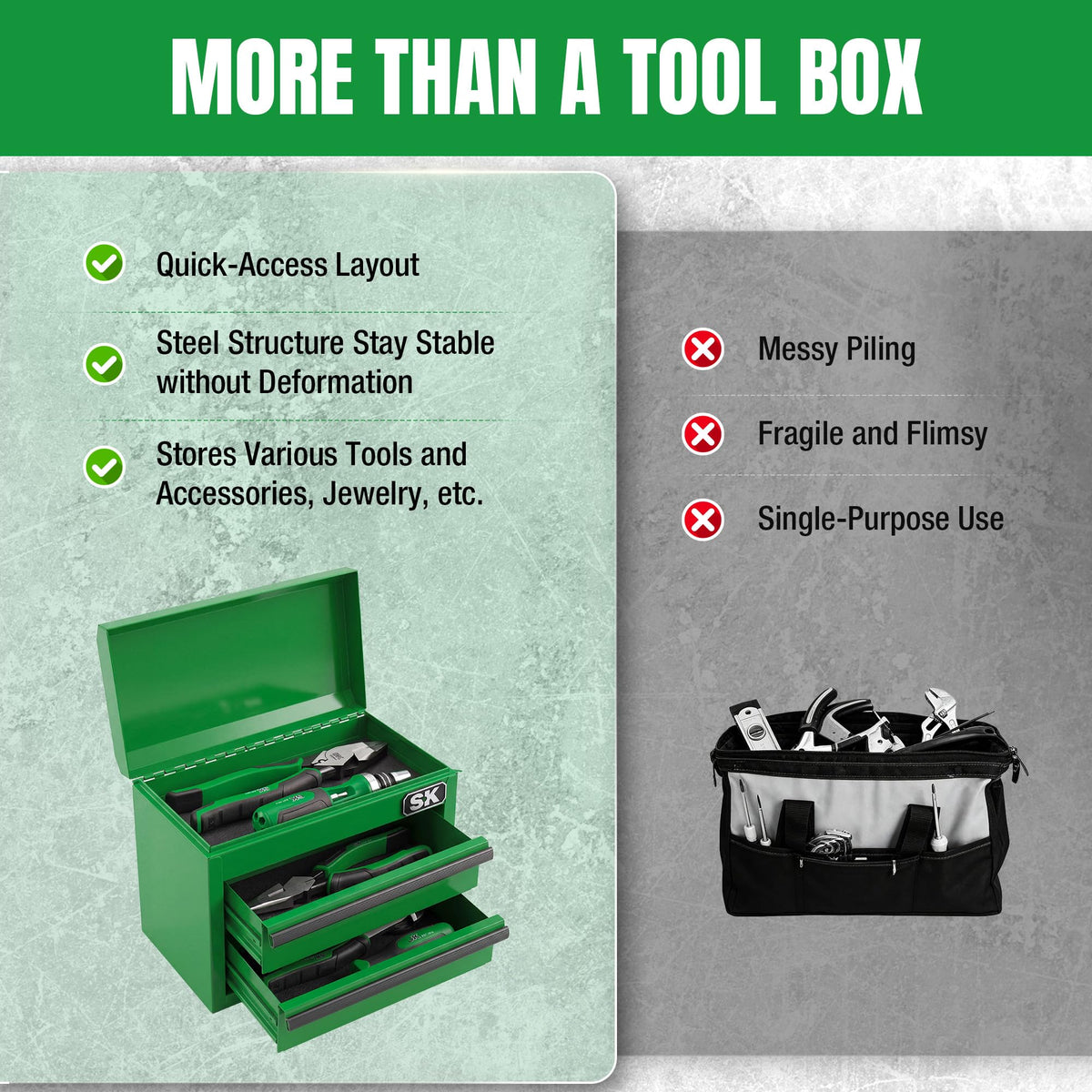 Mini Metal Tool Box with 2 Drawers K6349