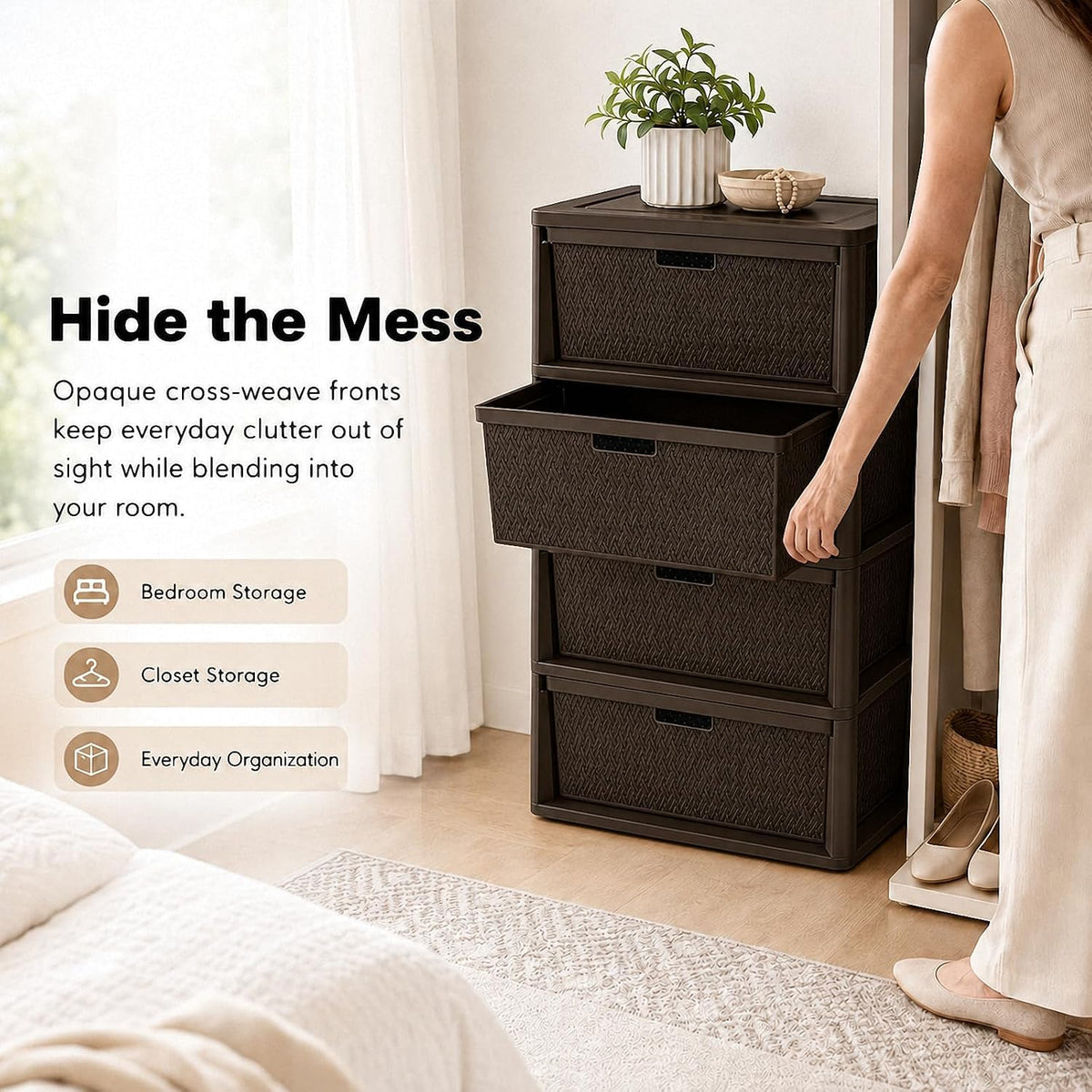 4 Drawer Tower with Removable Bins C12968