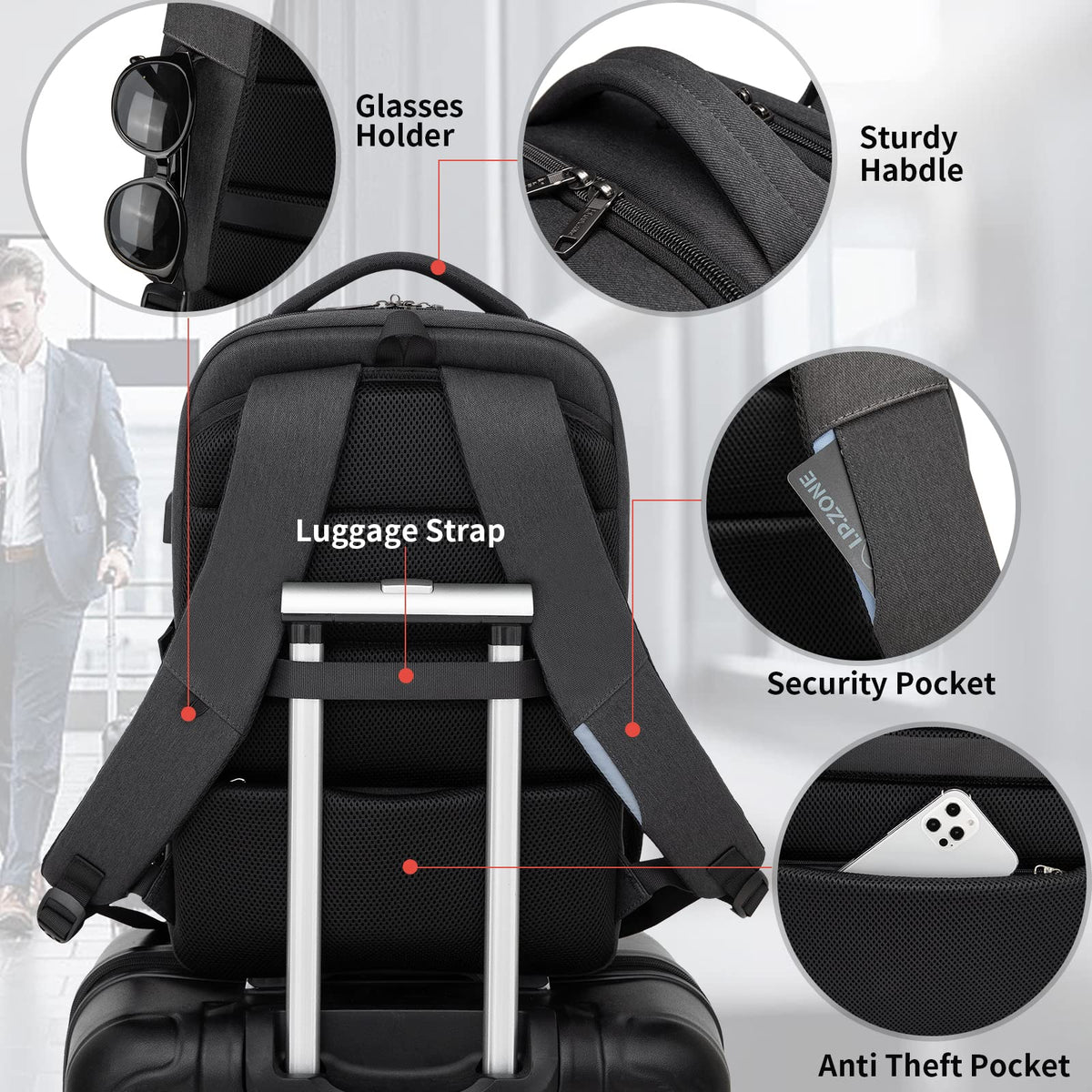 17 inch Travel Laptop Backpack V112935