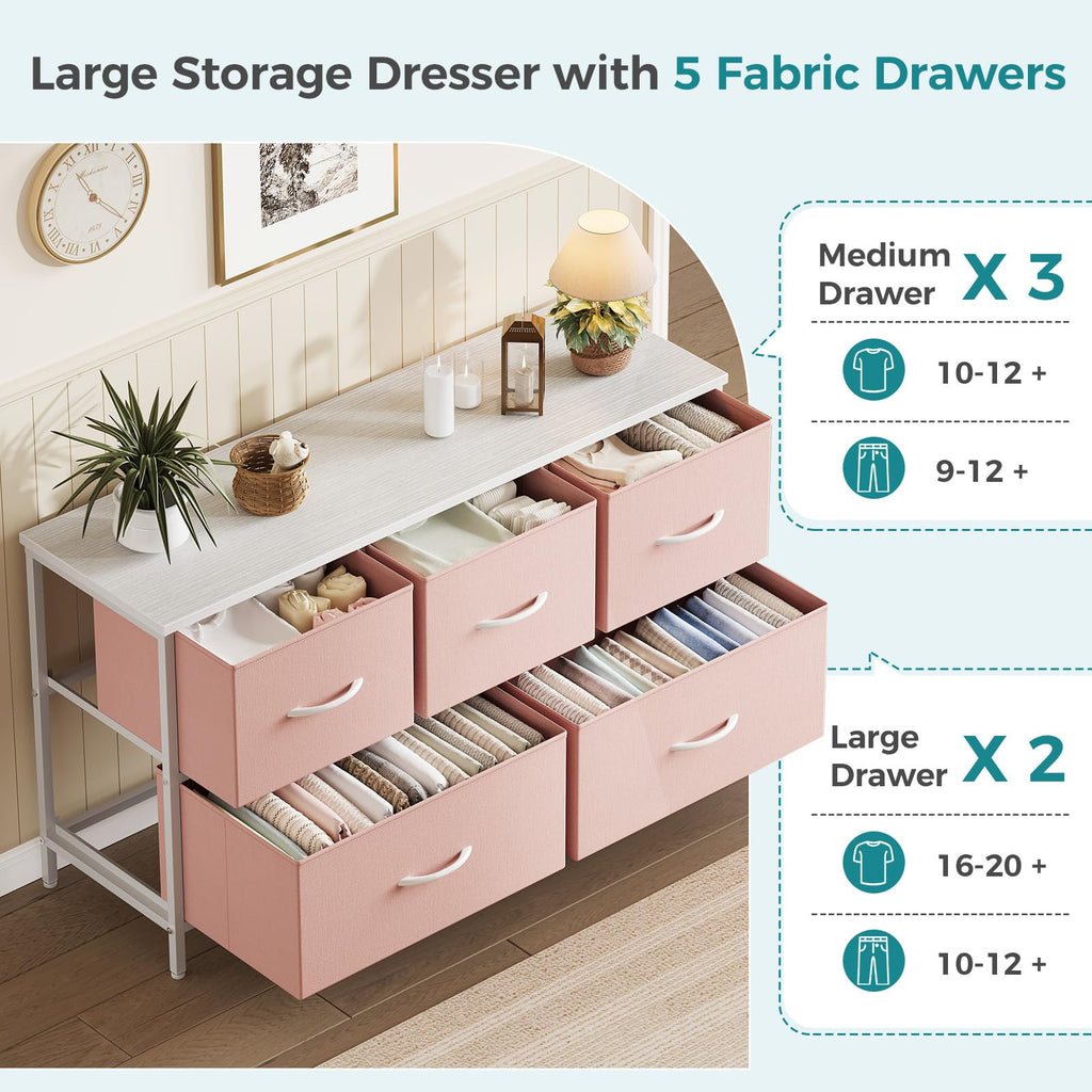 Pink 5 Drawer Dresser U461959