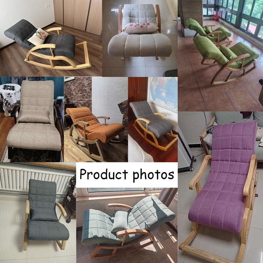 Upholstered Rocking Chair with High Backrest J5553
