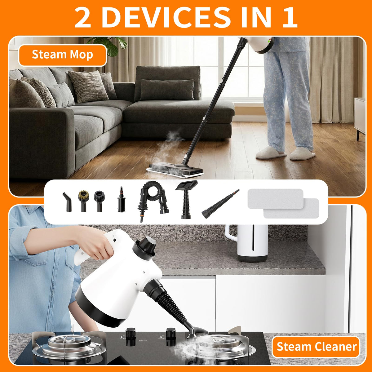 16-in-1 Lightweight Detachable Steam Mop V309