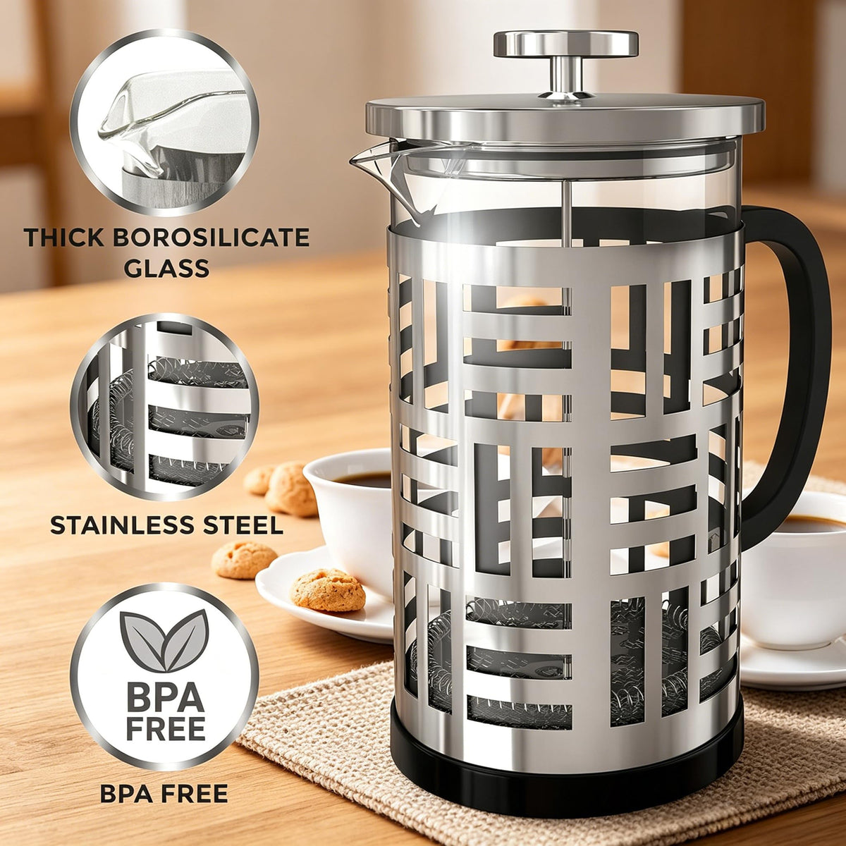34 oz Brushed Stainless French Press R112