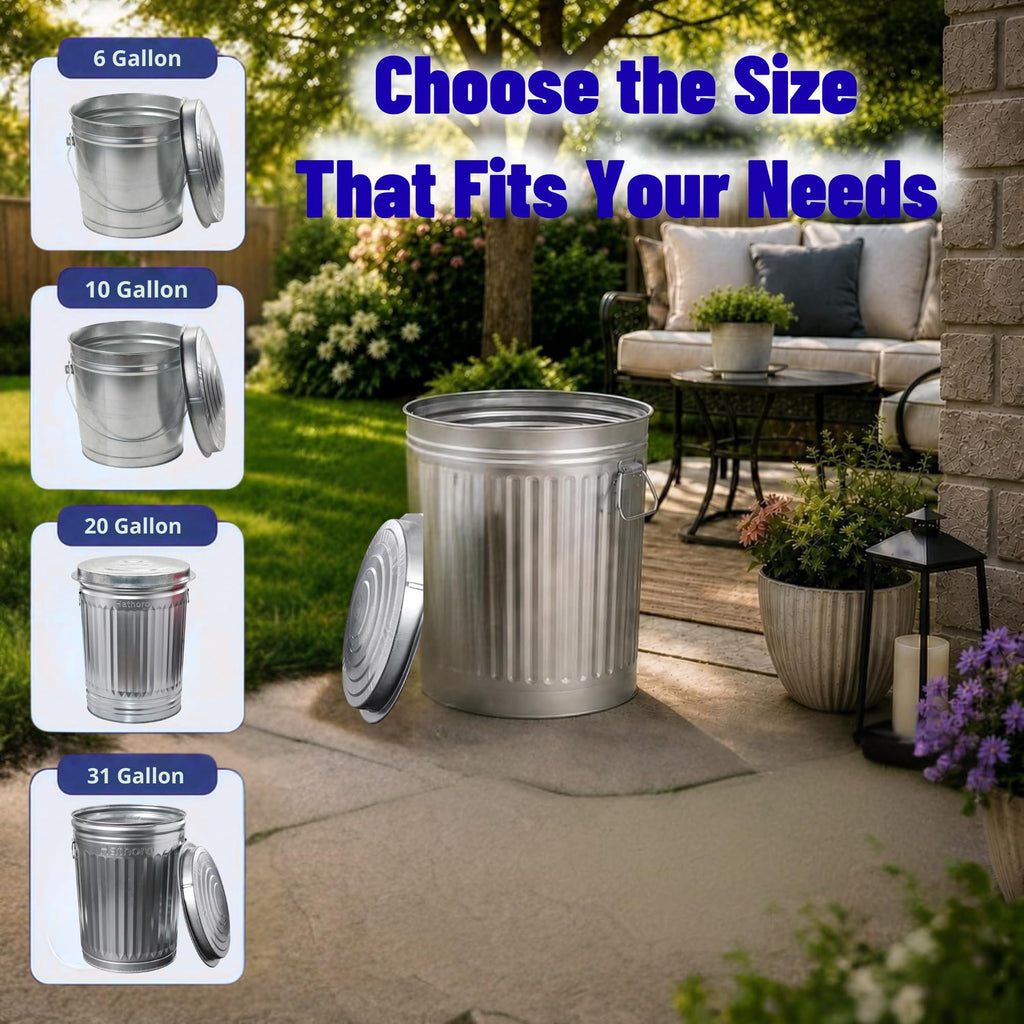 20 Gallon Galvanized Steel Trash Can with Locking Lid V266186
