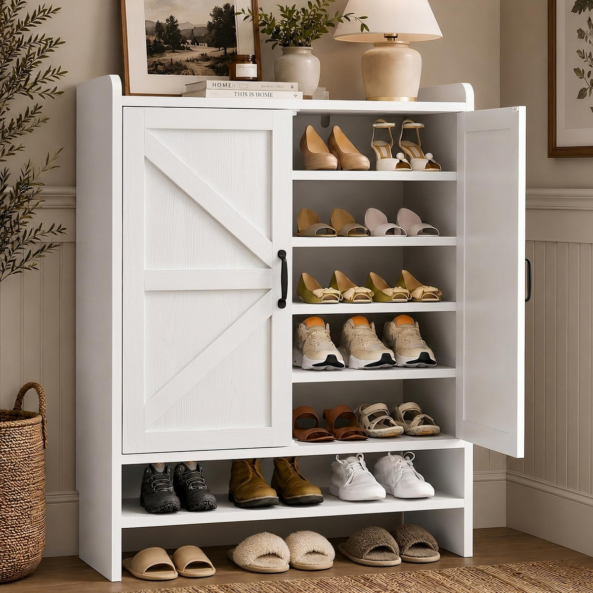 White 5-Tier Shoe Storage Cabinet T4795