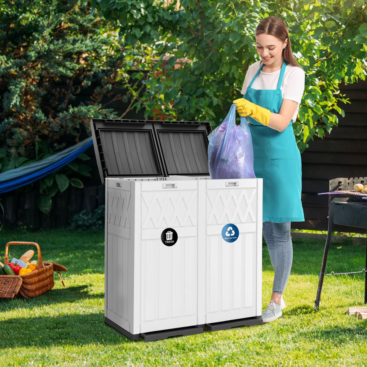 72-Gallon Dual Outdoor Trash Can E4588