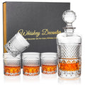 27oz Crystal Whiskey Decanter Set with 4 Glasses D195