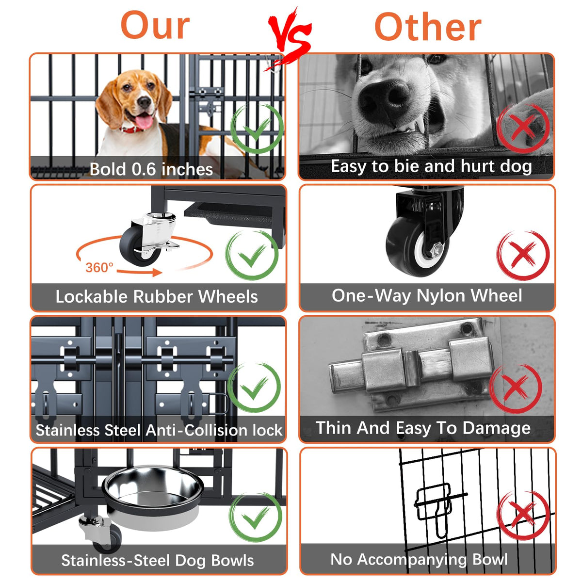42" Stackable Heavy Duty Metal Dog Crate with Divider V77289