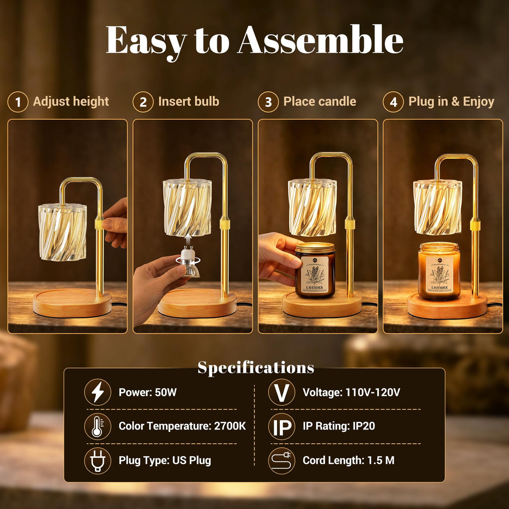 Candle Warmer Lamp Set with Scented Jar Candle & Timer Y26421