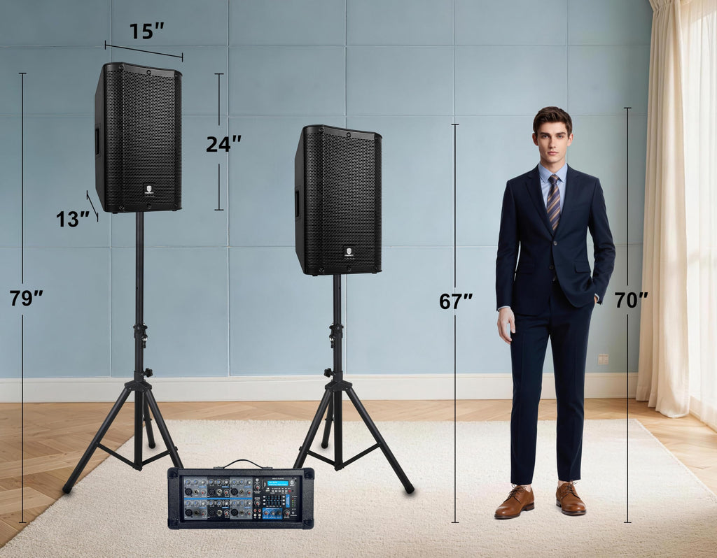 2000W Bluetooth PA Speaker System with 6-Channel Powered Mixer L463