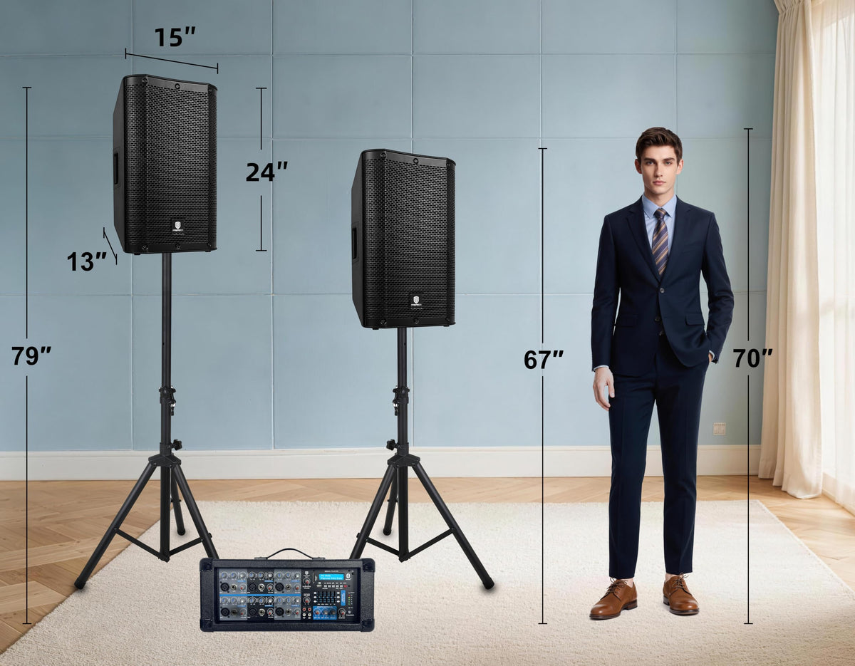 2000W Bluetooth PA Speaker System with 6-Channel Powered Mixer L463