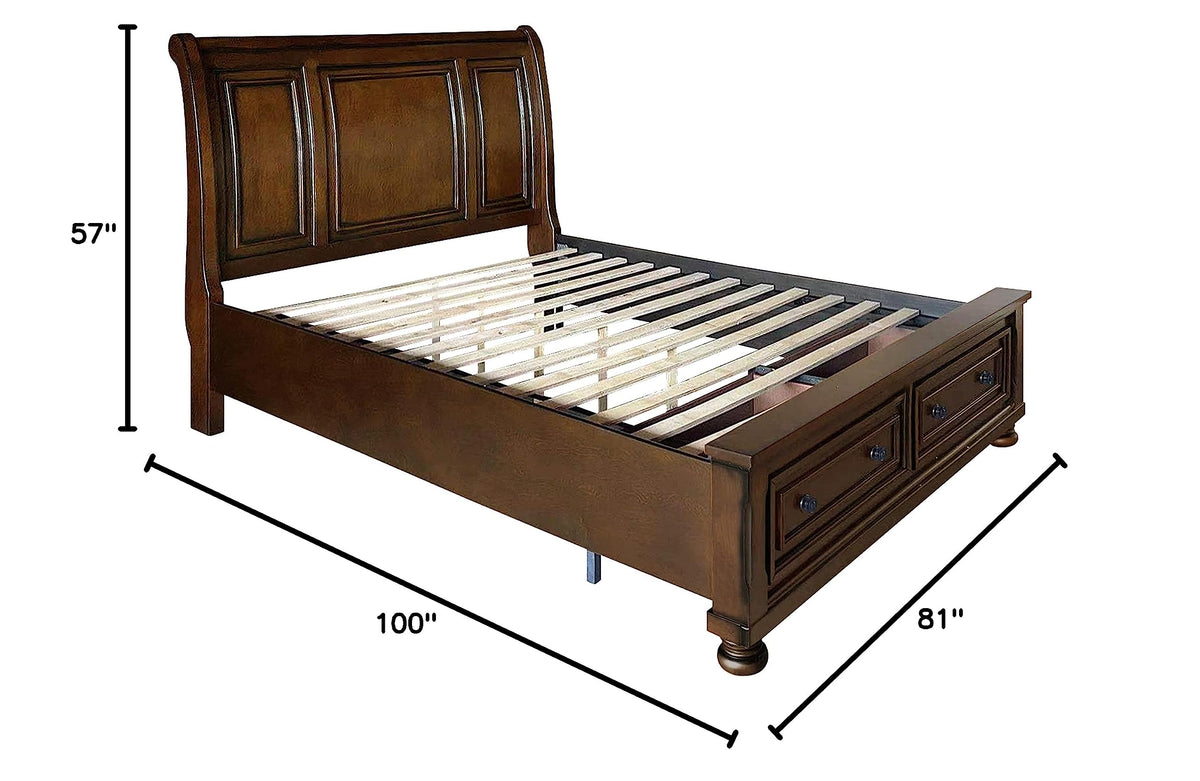 Cherry Sleigh Platform Bed, Cal King I12130