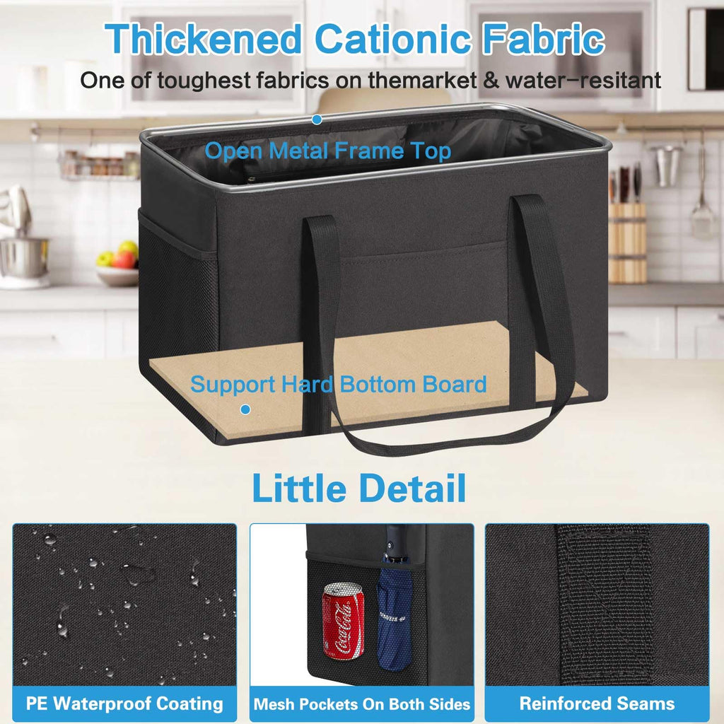 2 Pack Large Utility Tote Bag with Metal Wire Frame B338