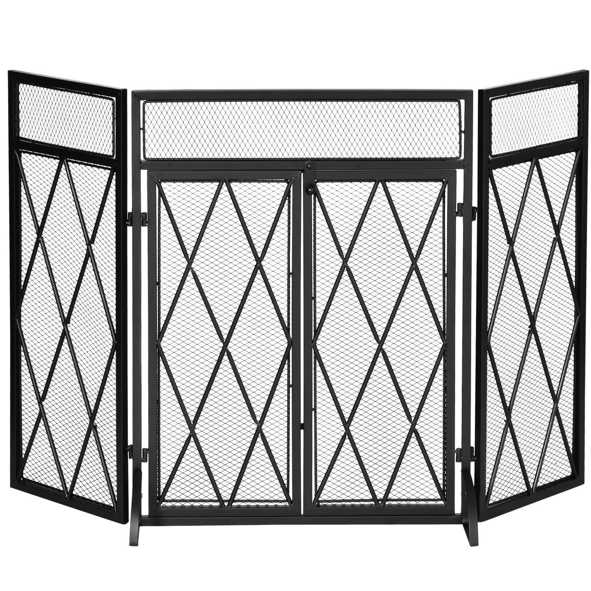 Folding Fireplace Screen Heavy Duty Black G586340