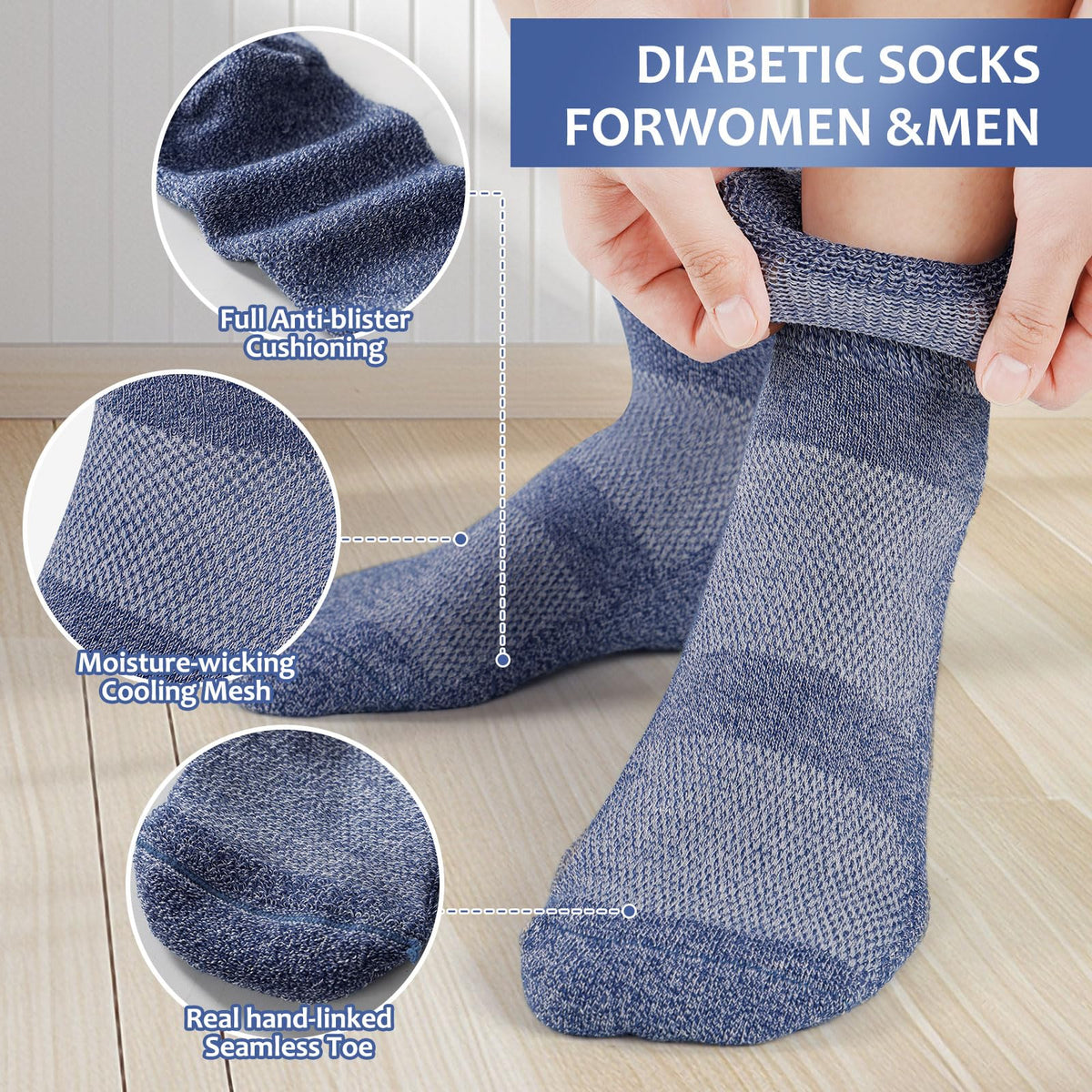 6 Pairs Bamboo Viscose Non Binding Ankle Diabetic Socks L7774