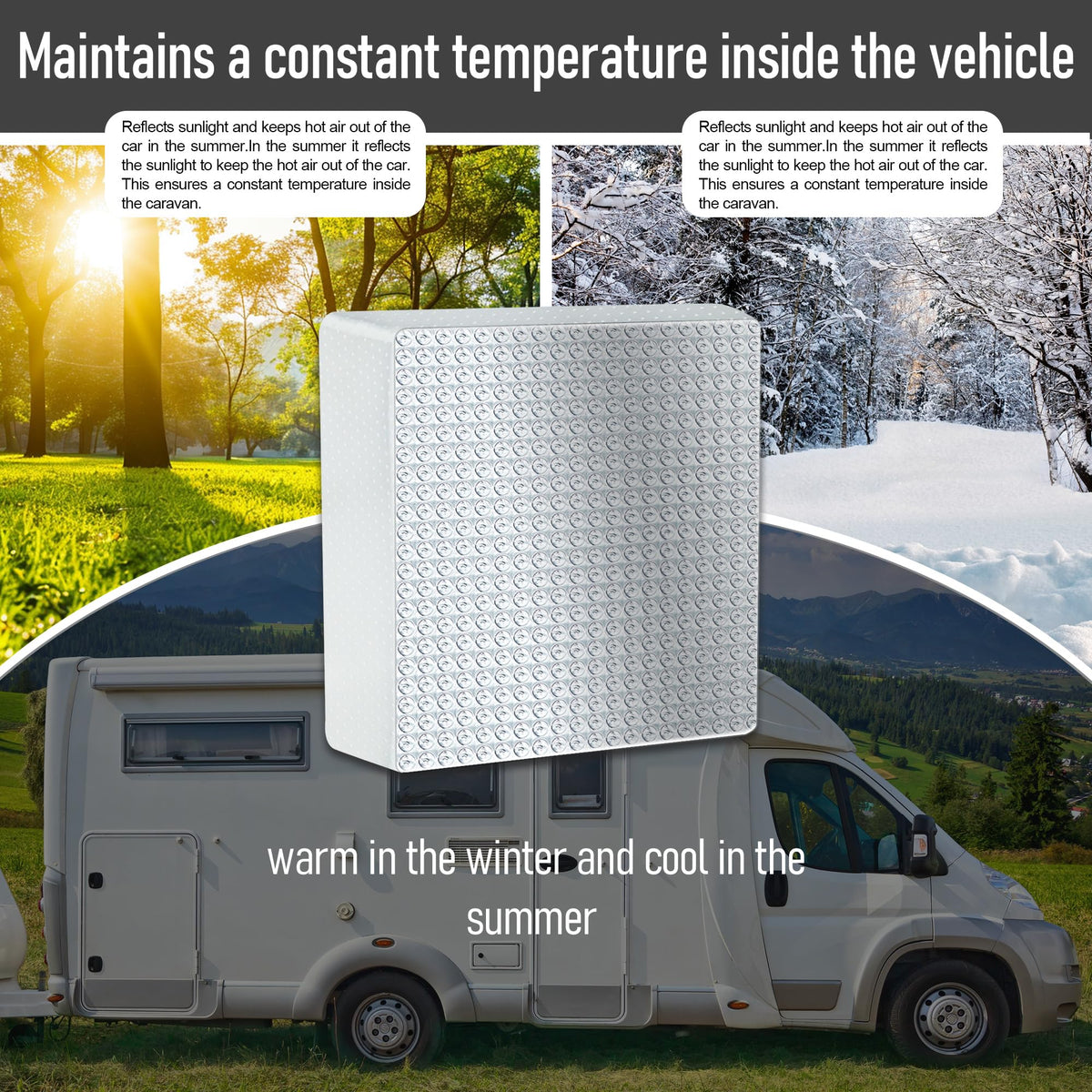 14″x14″x3″ RV Vent Insulator with Reflective Surface H141