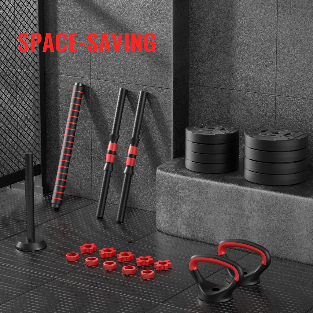 Adjustable 40/60LBS Dumbbell Barbell Kettlebell Set U7429