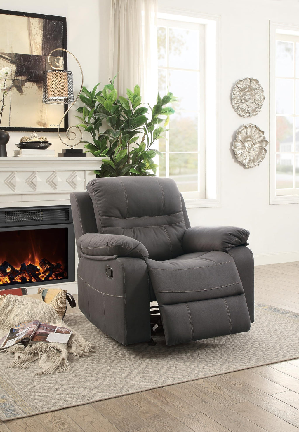 Slate Blue Breathable Leatherette Recliner Chair S4687