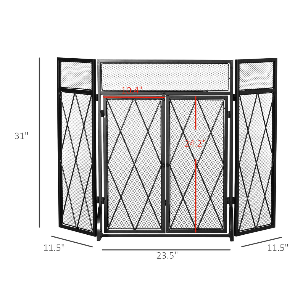 Folding Fireplace Screen Heavy Duty Black G586340