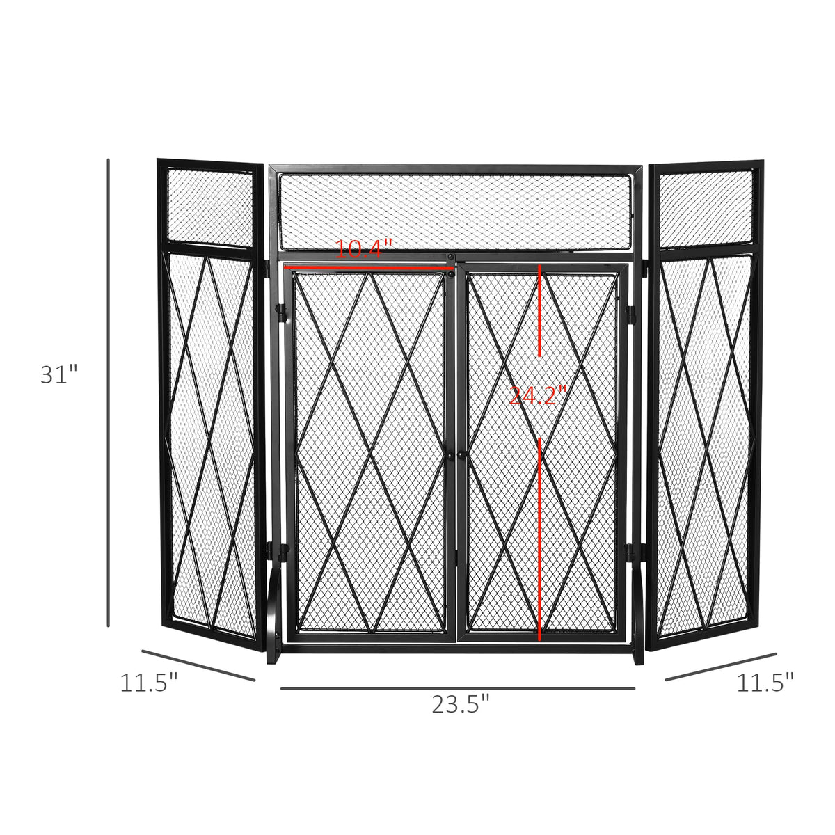 Folding Fireplace Screen Heavy Duty Black G586340