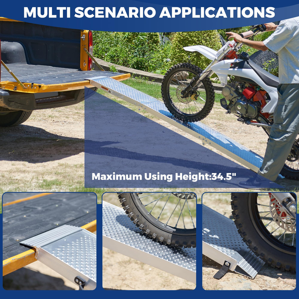 Aluminum Tri-Fold Motorcycle Ramp 600 lb Capacity W64199