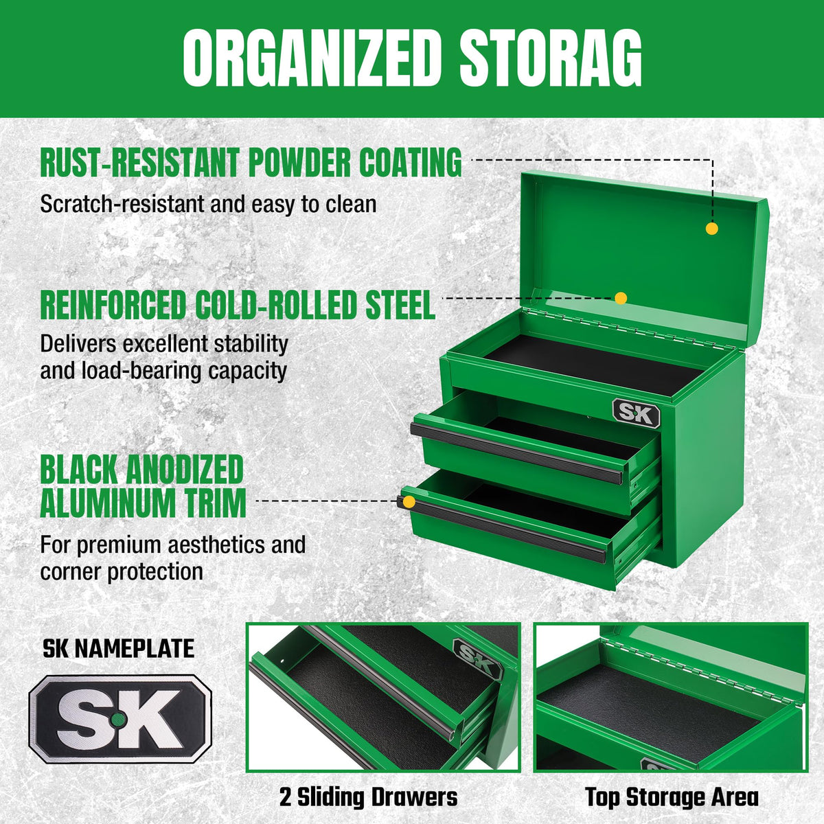Mini Metal Tool Box with 2 Drawers K6349