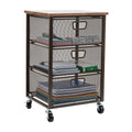 3 Drawer Rolling Storage Organizer with Wood Top I83792